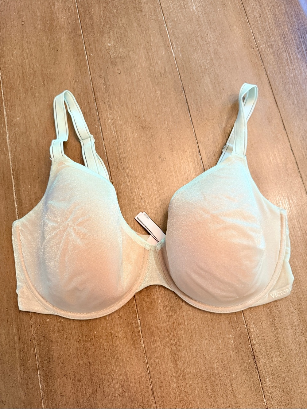Victoria’s Secret 38DDD Lined Perfect Coverage Bra Nude Green Shimmer